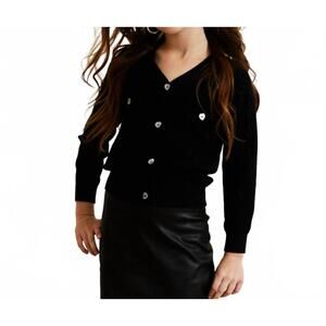 NEW THEME mickey cardigan sweater with buttons in black